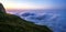 Sunrise in mountain. Thick clouds at the foot of Ð¡rimea mountains