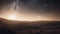 sunrise mountains A space scene with starfield and galaxy in outer space The image shows the depth and dimension of an alien world