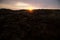 A sunrise over the alien landscape in the Danakil depression in Dallol