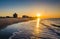 Sunrise over the Atlantic Ocean at Ventnor Beach, New Jersey.