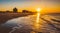 Sunrise over the Atlantic Ocean at Ventnor Beach, New Jersey.