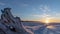 Sunrise over the Bay of Gaspe and the Forillon Peninsula on a cold winter morning.