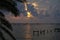 A Sunrise over the Bay with pier destruction in Rockport Texas a