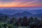 Sunrise over Blue Ridge Parkway at the Mills River Overlook