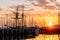 Sunrise over the boats during Wooden Boat Festival at Geelong