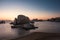 Sunrise over boulders at Cavallo Island in Corsica