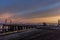 Sunrise over Bristol Bay from the dock at Ekuk Alaska at low tide.
