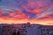 sunrise over the buildings in a neighborhood of the city of Thessaloniki