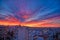 sunrise over the buildings in a neighborhood of the city of Thessaloniki