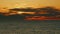Sunrise Over Calm Sea. Ocean Waves Relaxing Motion On Red Orange Sun Light. Copy Space. Still.