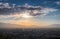 Sunrise over cityscape of Tucson Arizona viewed from Tumamoc Hill