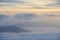 Sunrise over the clouds, mount Cucco, Umbria, Apennines, Italy