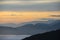 Sunrise over the clouds, mount Cucco, Umbria, Apennines, Italy