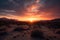 sunrise over the desert with clouds and sky in dramatic colors