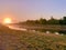 Sunrise over a drainage canal in Weston Florida