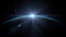 Sunrise over earth as seen from space. With stars background. 3d rendering