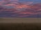 Sunrise over foggy meadows.