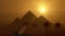 Sunrise over Great Giza pyramids of Khufu, Menkaure and Khafre, Cairo, Egypt. Cairo, Giza Egypt. 3d animation.