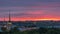 Sunrise over historic center from the colonnade of St. Isaac\'s Cathedral timelapse.