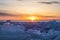 Sunrise over the ice of lake Baikal in winter, Eastern Siberia