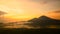 Sunrise over Lake Batur, Volcano Agung and Abang on the background. Bali