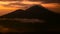 Sunrise over Lake Batur, Volcano Agung and Abang on the background. Bali
