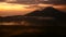 Sunrise over Lake Batur, Volcano Agung and Abang on the background. Bali