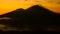 Sunrise over Lake Batur, Volcano Agung and Abang on the background. Bali