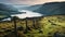 Sunrise Over Lake District: Grassy View With Stone Fences