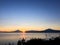 Sunrise over Llanquihue lake with Osorno and Calbuco volcanoes.