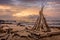 Sunrise over Lydgate Beach in Kauai