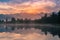 Sunrise over Matheson lake with Fox mountain reflection, New Zealand