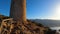 Sunrise over Mediterranean sea. Historic Torre Vigia De Cerro Gordo