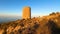 Sunrise over Mediterranean sea. Historic Torre Vigia De Cerro Gordo