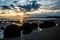 Sunrise over the Moeraki Beach boulders