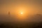 Sunrise over the mosque in the Moroccan village