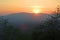 Sunrise over the mountain landscape, Morning
