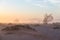 Sunrise over The Namib desert, roadtrip in the wonderful Namib Naukluft National Park, travel destination in Namibia, Africa. Morn