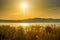 Sunrise over nature park Vrana lake Vransko jezero in Dalmatia, Croatia