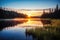 sunrise over a pristine lake in a wilderness reserve