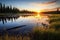 sunrise over a pristine lake in a wilderness reserve