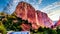 Sunrise over the Red Rocks of Buck Pasture Mountain at Lee Pass in the Kolob Canyon, the north western area of Zion National Park,