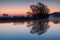 Sunrise over the River Avon with reflected trees