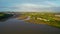 Sunrise over River Teign from a drone, Newton Abbot, Devon, England