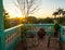 Sunrise over scenic tropical patio