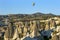 Sunrise over a series of fairy chimneys at Cappadocia in Turkey.