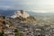 Sunrise over Shigatse with Little Potala on background, residence of Panchen Lama, Tibet - China