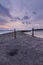 Sunrise over the South Pier and entrance to Cullercoats Bay on the North East Coast of England.