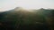 Sunrise over steppe, vineyards and mountains. Drone aerial shot.