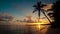 Sunrise over tropical island beach and palm trees Punta Cana Dominican Republic
